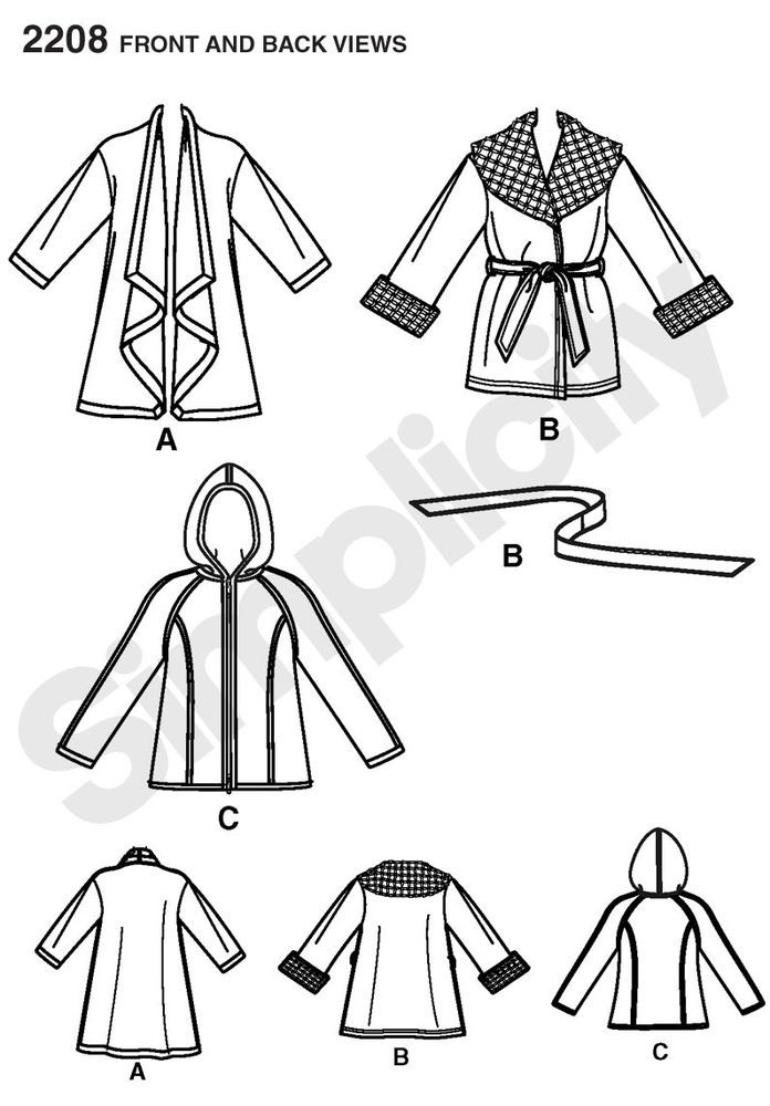 696x1000 Misses' Fleece Jackets With Front And Collar Variations Sewing