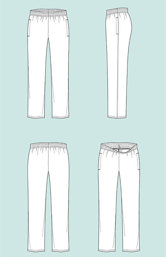 570x884 Fleece Pants Vector Fashion Flat Sketch, Adobe Illustrator Design