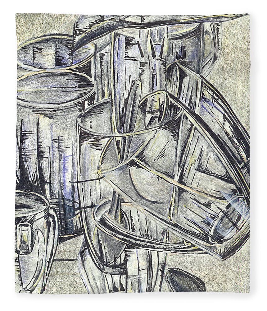 860x1000 Picture Fleece Blanket Featuring The Drawing Glasses By Medea