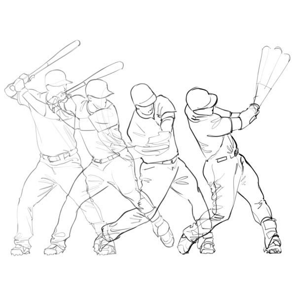600x600 Several Frames Of Baseball Player Swinging Using Sketchbook Pro
