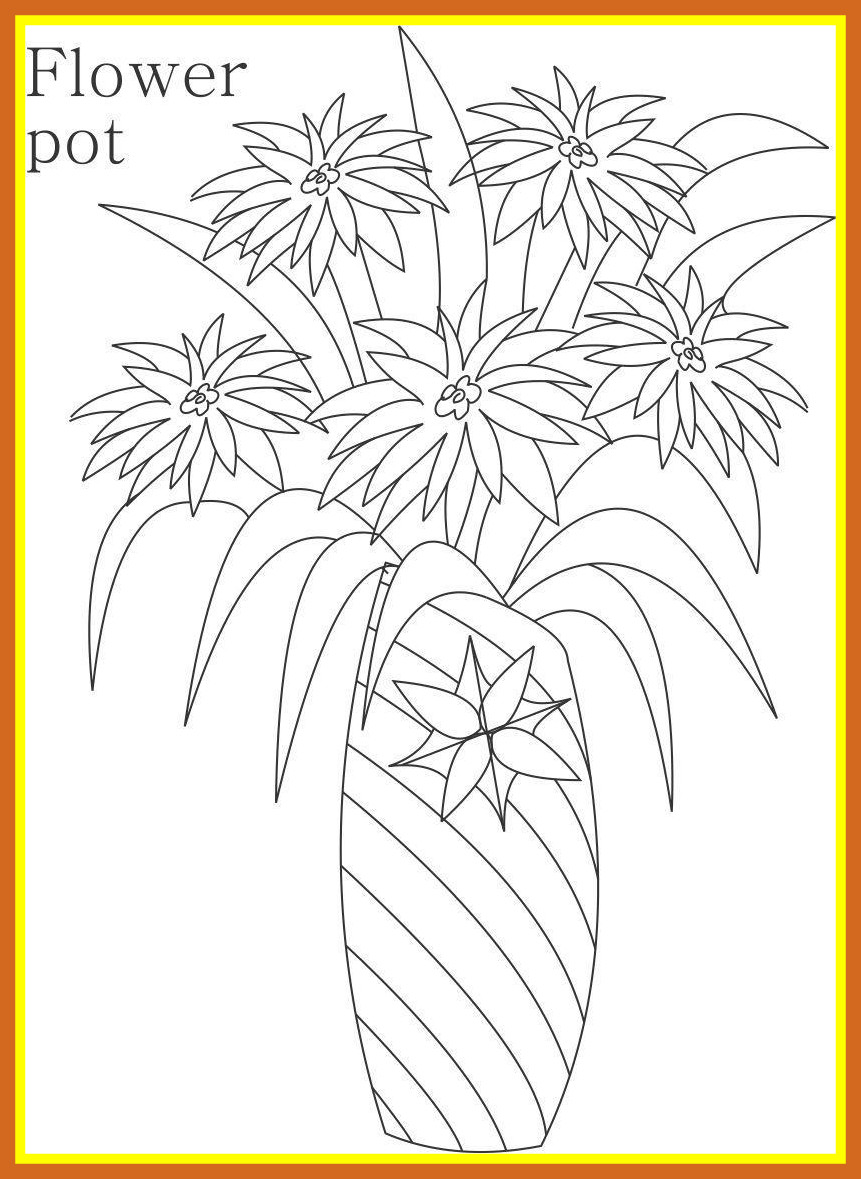 861x1179 Stunning Flower Pot Coloring Printable Page For Drawing Kid