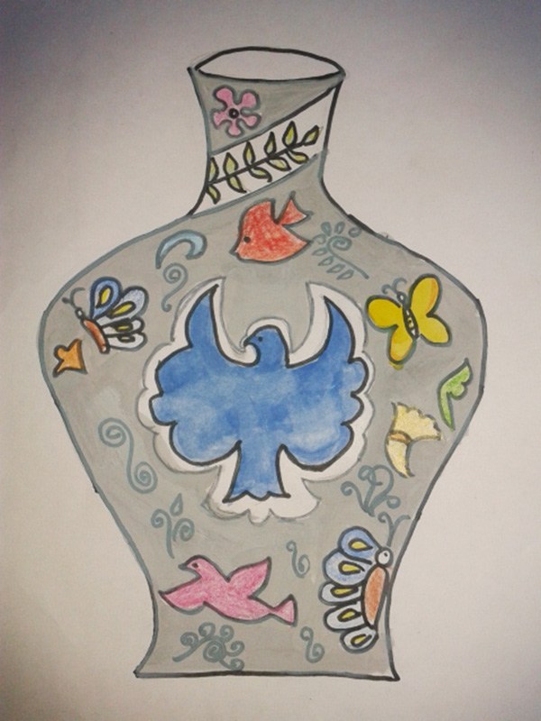 600x800 Flower Pot By Ritul, Age 13. Beautiful Drawing By Child. Kid