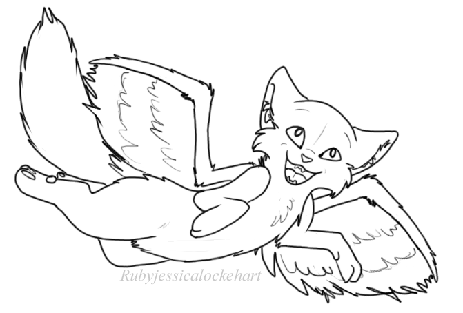 671x454 Flying Kitty Lineart By Rubyjessicalockheart