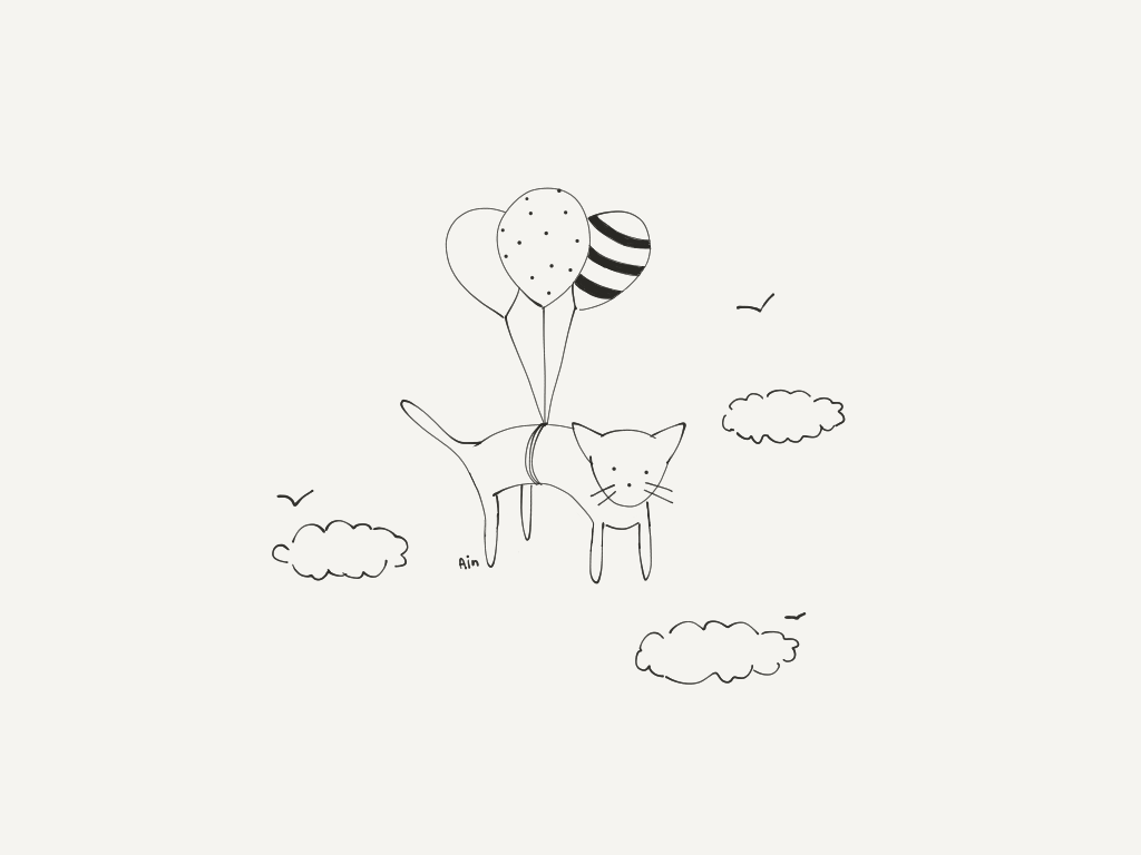 1024x768 Flying Cat By Ainsdrawings