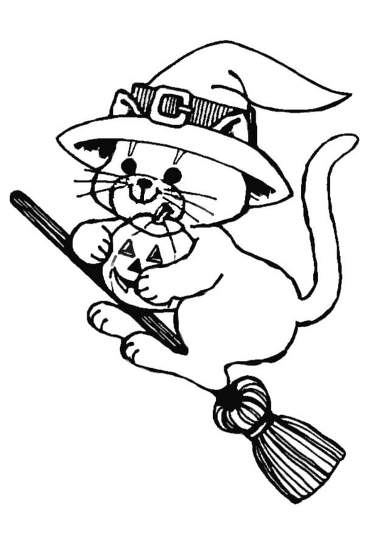 531x750 Coloring Page Halloween Flying Cat