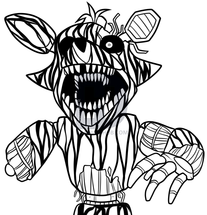 692x720 How To Draw Phantom Foxy From Five Nights At Freddys 3, Step By