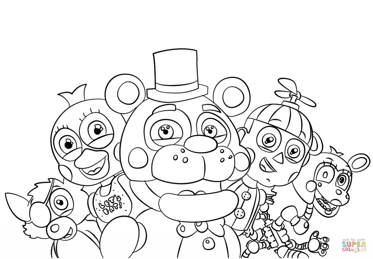 1186x824 Five Nights At Freddy S All Characters Coloring Page Download