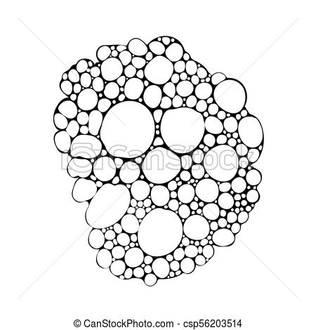 450x470 Soap Bubbles And Foam, Detailed Black Silhouette On White