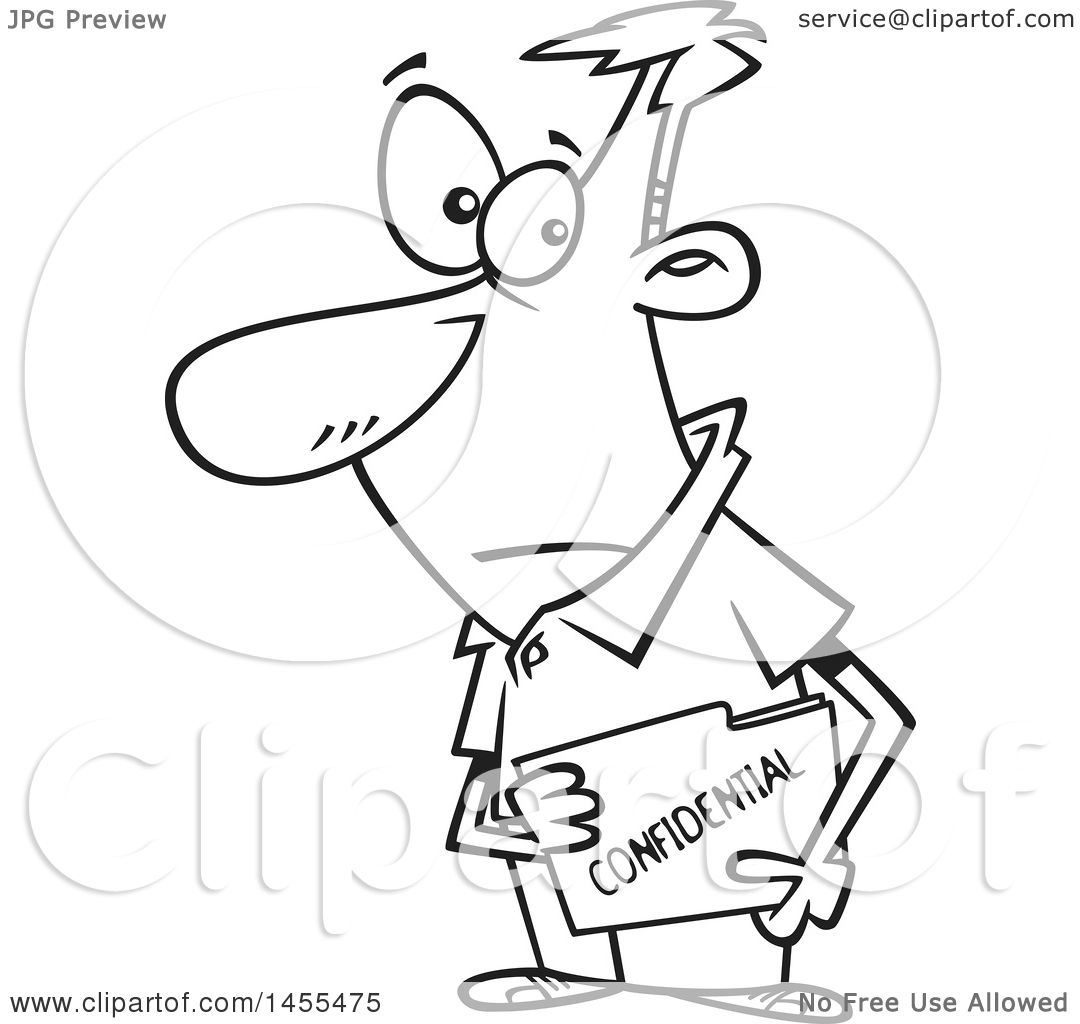1080x1024 Clipart Of A Cartoon Lineart Business Man Carrying A Confidential