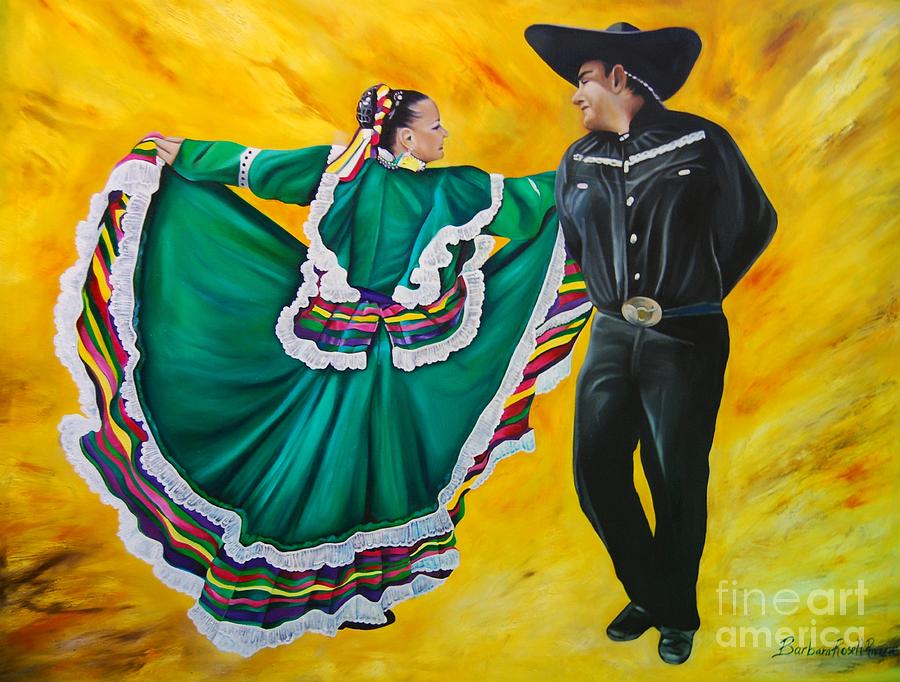 900x682 Folklorico Dancers Painting By Barbara Rivera