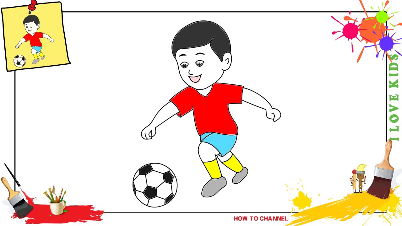 1280x720 How To Draw A Boy Playing Soccer Easy Amp Slowly Step By Step