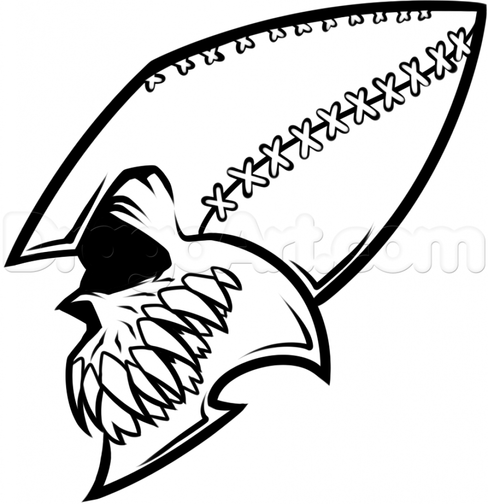 991x1024 Football Player Drawing How To Draw A Football Skull Step Step