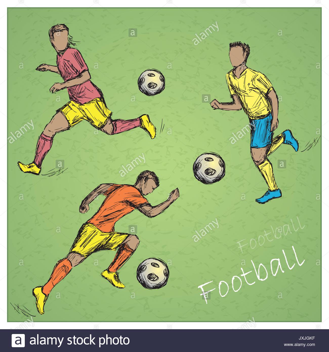 1300x1390 Set Football Players In Different Poses. Vector Hand Drawing Stock