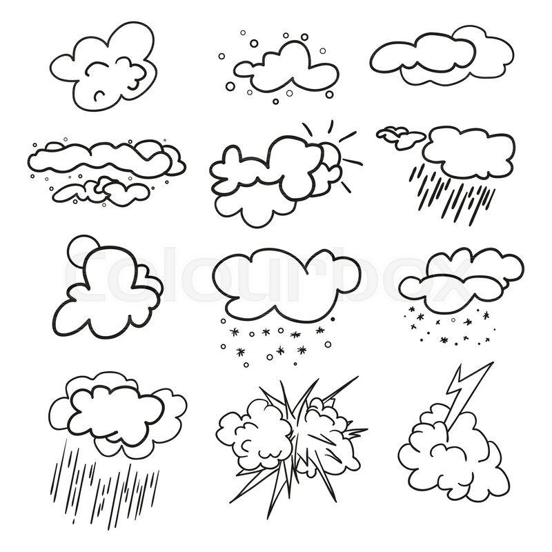 800x800 Weather Elements On Isolation Background. Collection. Doodles