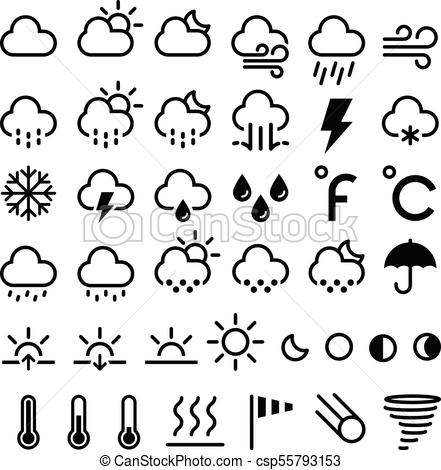 441x470 Weather Forecast Icons. Vector Illustrations.