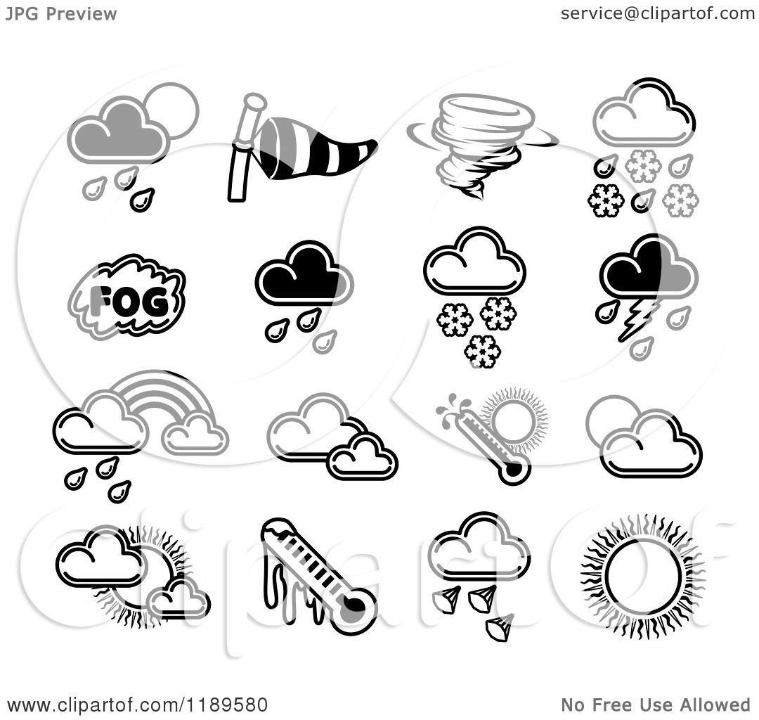 1080x1024 Clipart Of Black And White Weather Forecast Icons