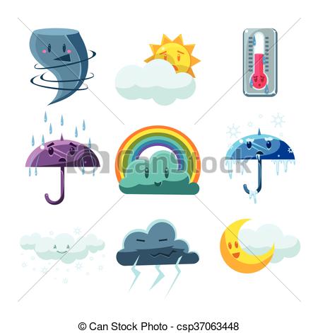 450x470 Weather Forecast Pictures Set Of Cute Childish Style Bright Color