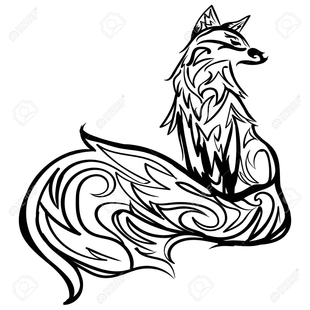 1300x1300 Cute Fox Drawing Stylized Fox. Forest Animals. Cute Fox. Line Art