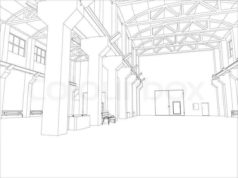 800x600 Factory Environment. Wire Frame. Vector Eps10 Format. Vector