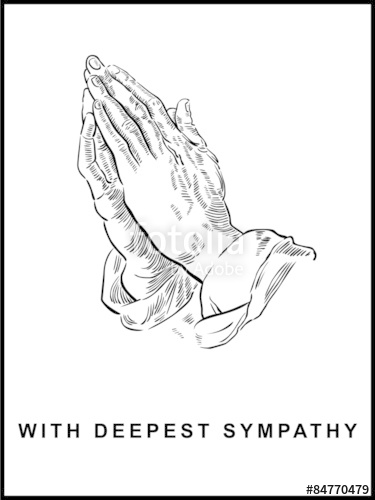 375x500 Sympathy Card, Praying Hands, Drawing, Panel Format, Vector Stock