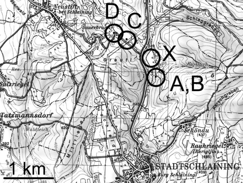 850x640 Sampling Sites A D Near City Of Schlaining. X Indicates