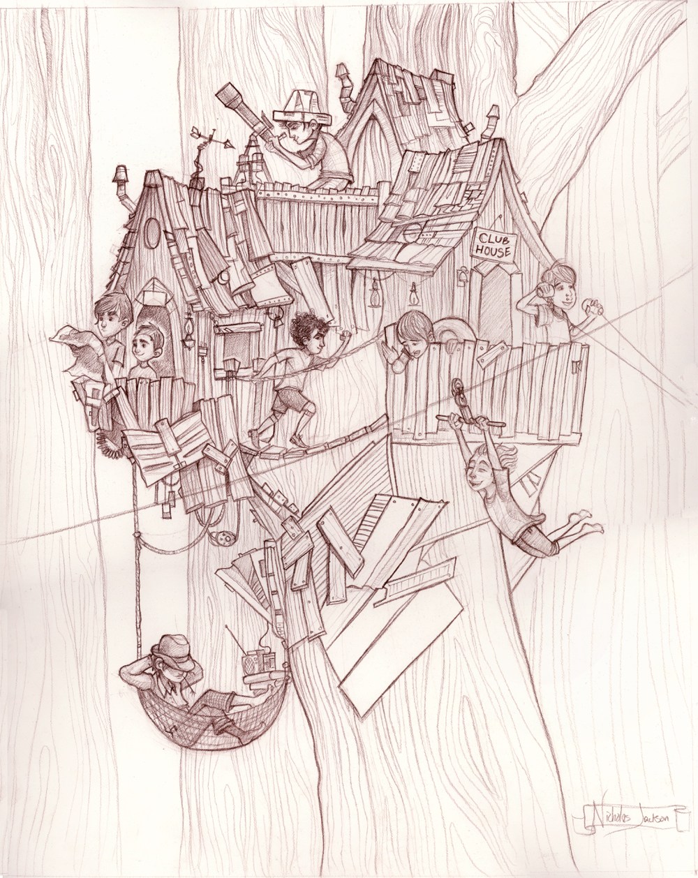 1000x1258 Tree Fort Part 2 The Drawing Nicholas Jackson Illustration