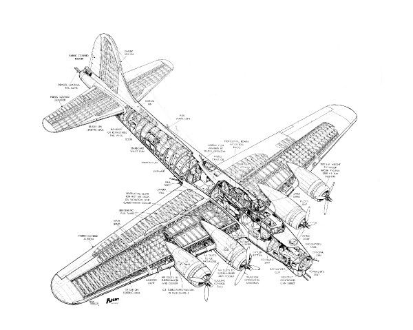 600x479 Boeing B 17g Flying Fortress Cutaway Drawing