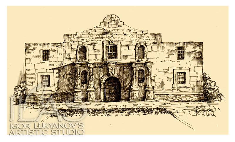 800x485 Drawing Of The Alamo