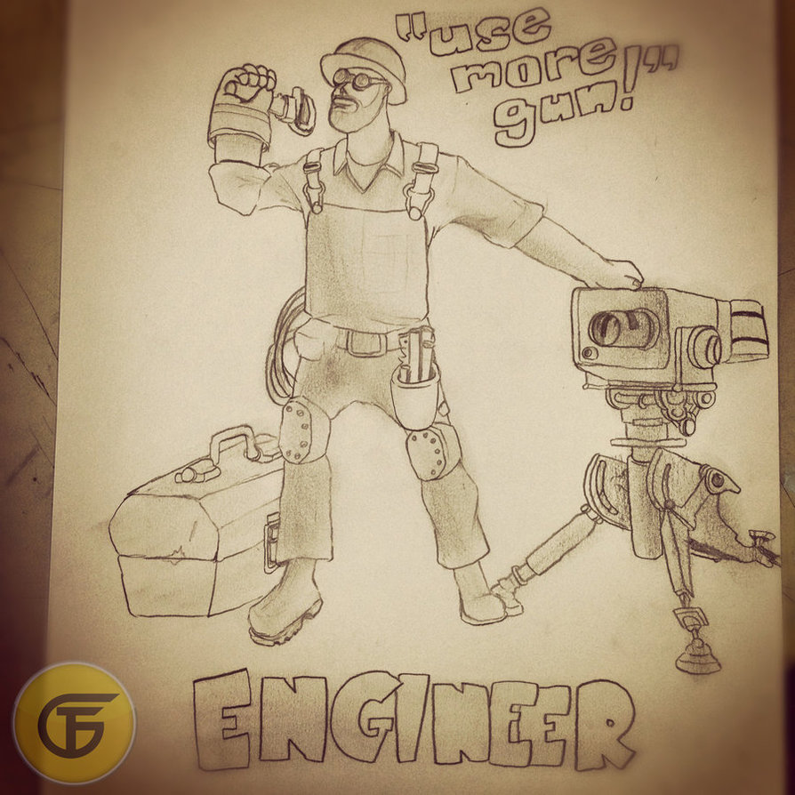 894x894 Team Fortress 2 Engineer Drawing By Thefiloguy