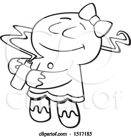 450x470 Clipart Of Cartoon Lineart Gingerbread Woman Smelling
