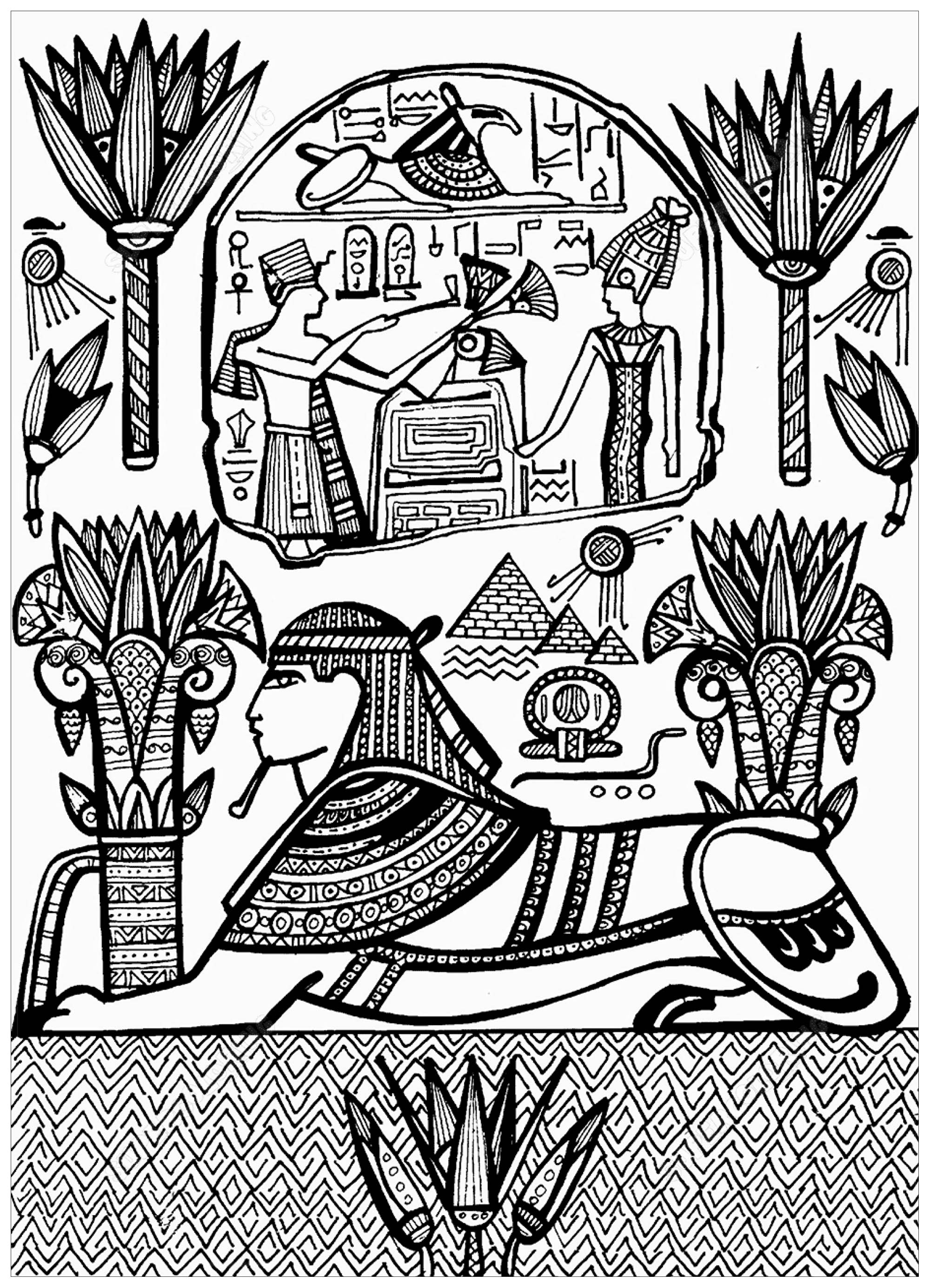 2000x2772 Sphynx And Hieroglyphs