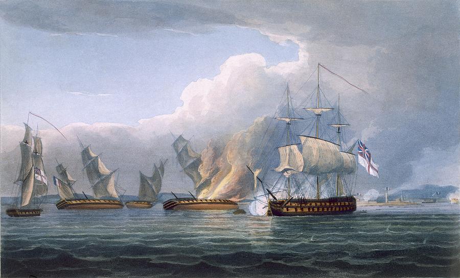 900x545 Destruction Of The French Frigates Drawing By Thomas Whitcombe