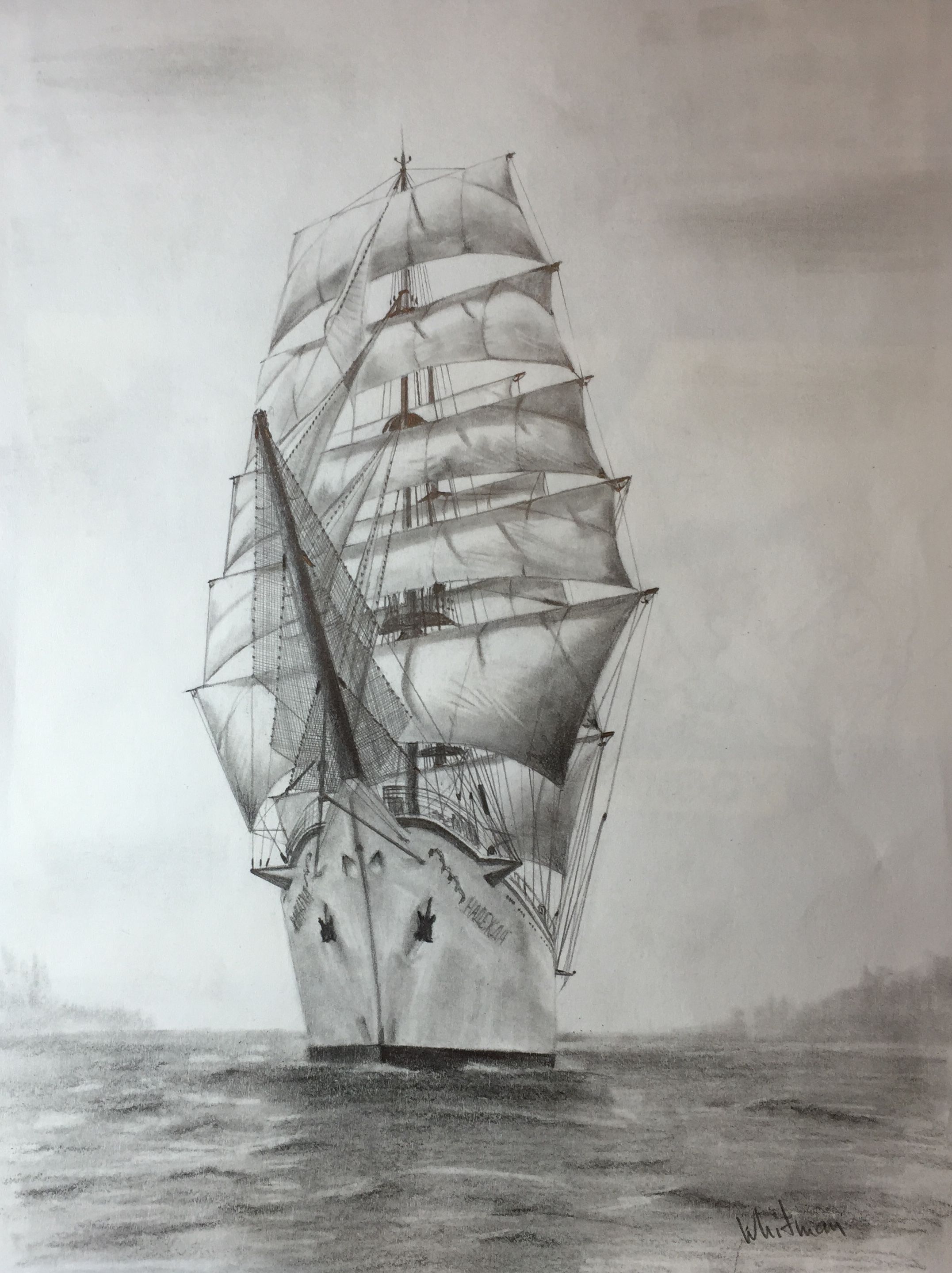 2153x2879 Nadezhda Tall Ship, Sail Ship. Beautiful Russian Frigate Sketch