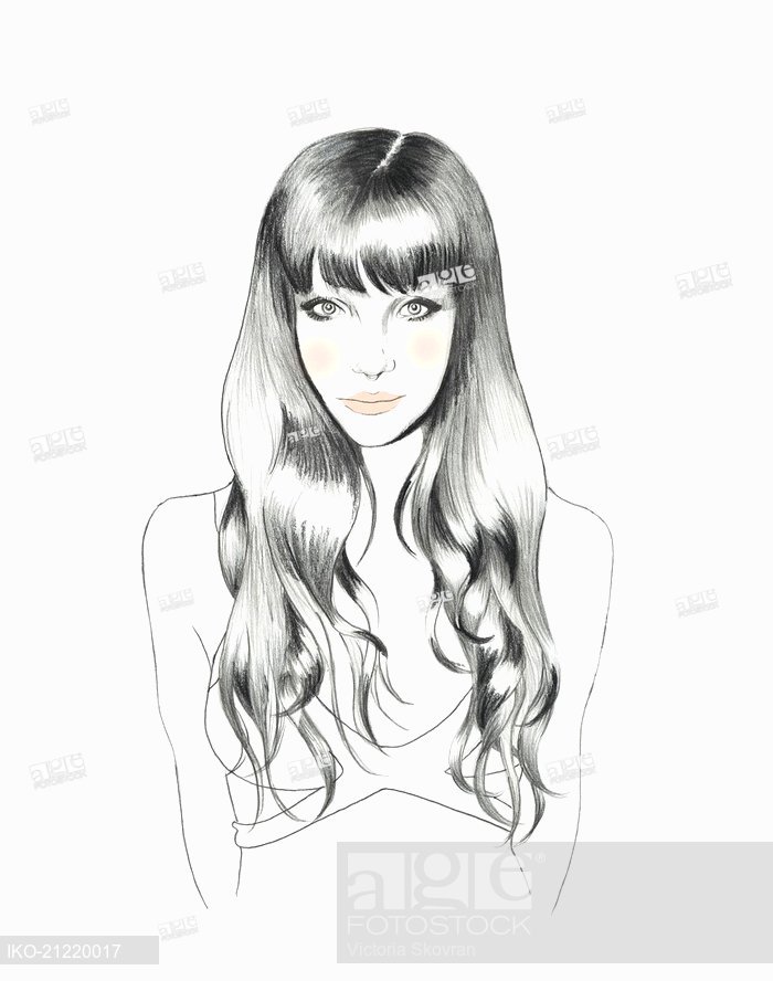 700x888 Young Woman With Fringe And Long Wavy Hair Looking