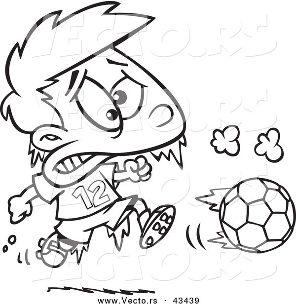 600x620 Vector Of A Frozen Cartoon Boy Playing Soccer