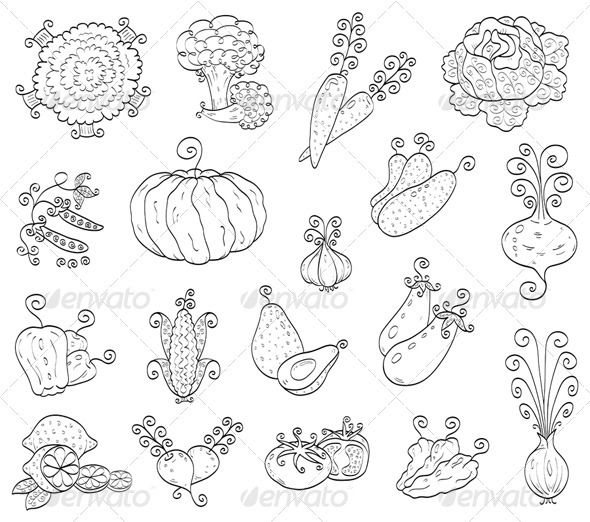 590x522 Doodle Fruits, Vegetables Doodles, Gourds And Embroidery