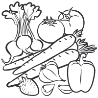 200x200 Png Vegetables And Fruits Black And White Transparent Vegetables