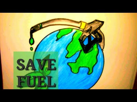 480x360 How To Draw Save Fuel Drawing Poster Step By Step.