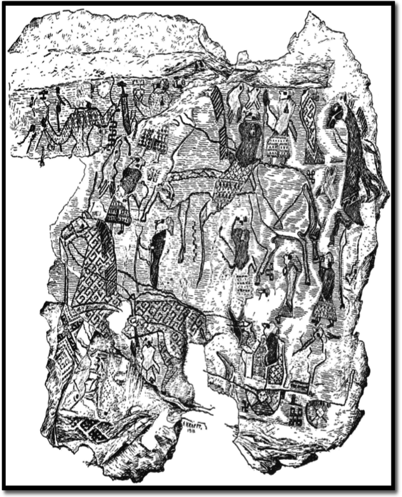 816x1008 Oseberg Textile Depicting Funeral Procession (After Ingstad 1993