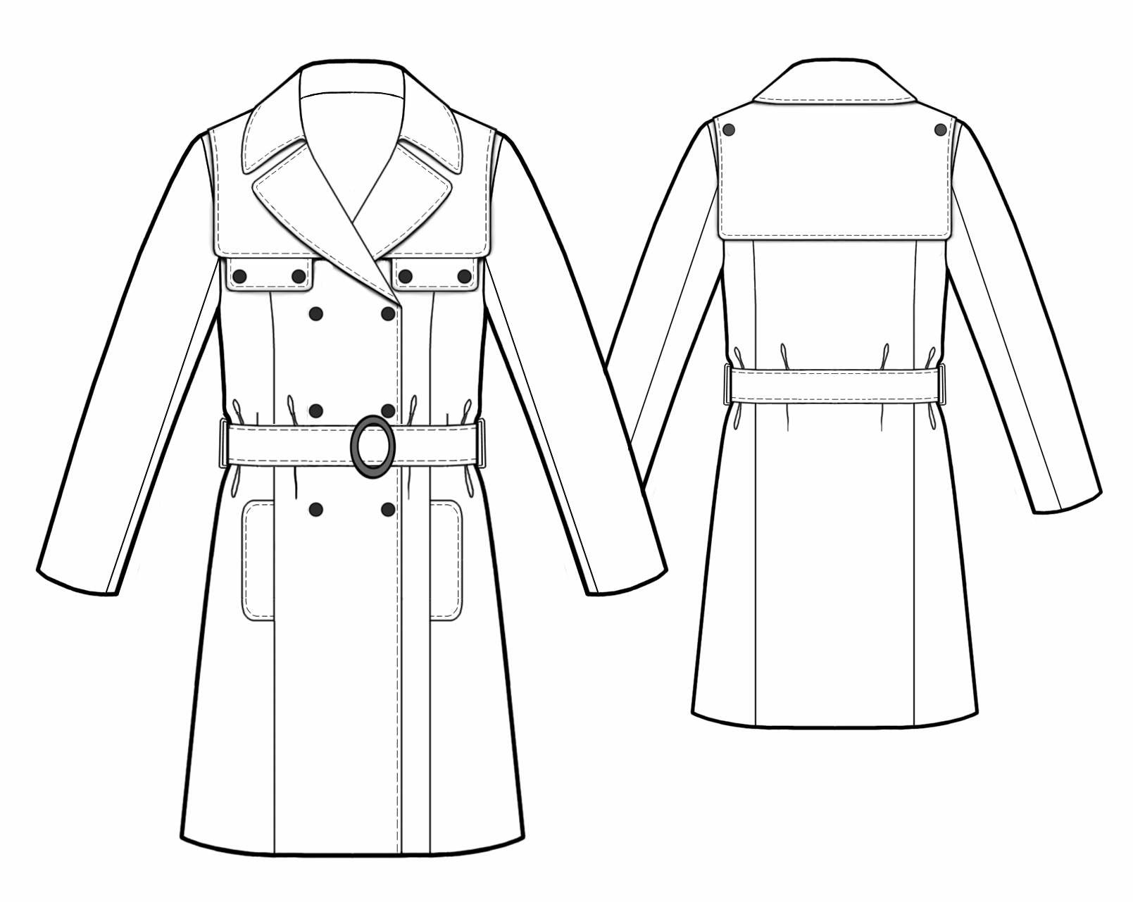1609x1281 Collection Of Trench Coat Technical Drawing High Quality