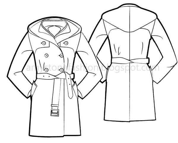 600x483 Amy Stone Fashion Flat Sketches Ufeffdouble Layer Hooded Coat Fashion