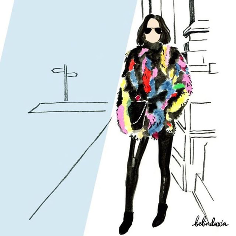 1000x1000 Rainbow Jocelyn Patchwork Fur Coat With Leather Leggings