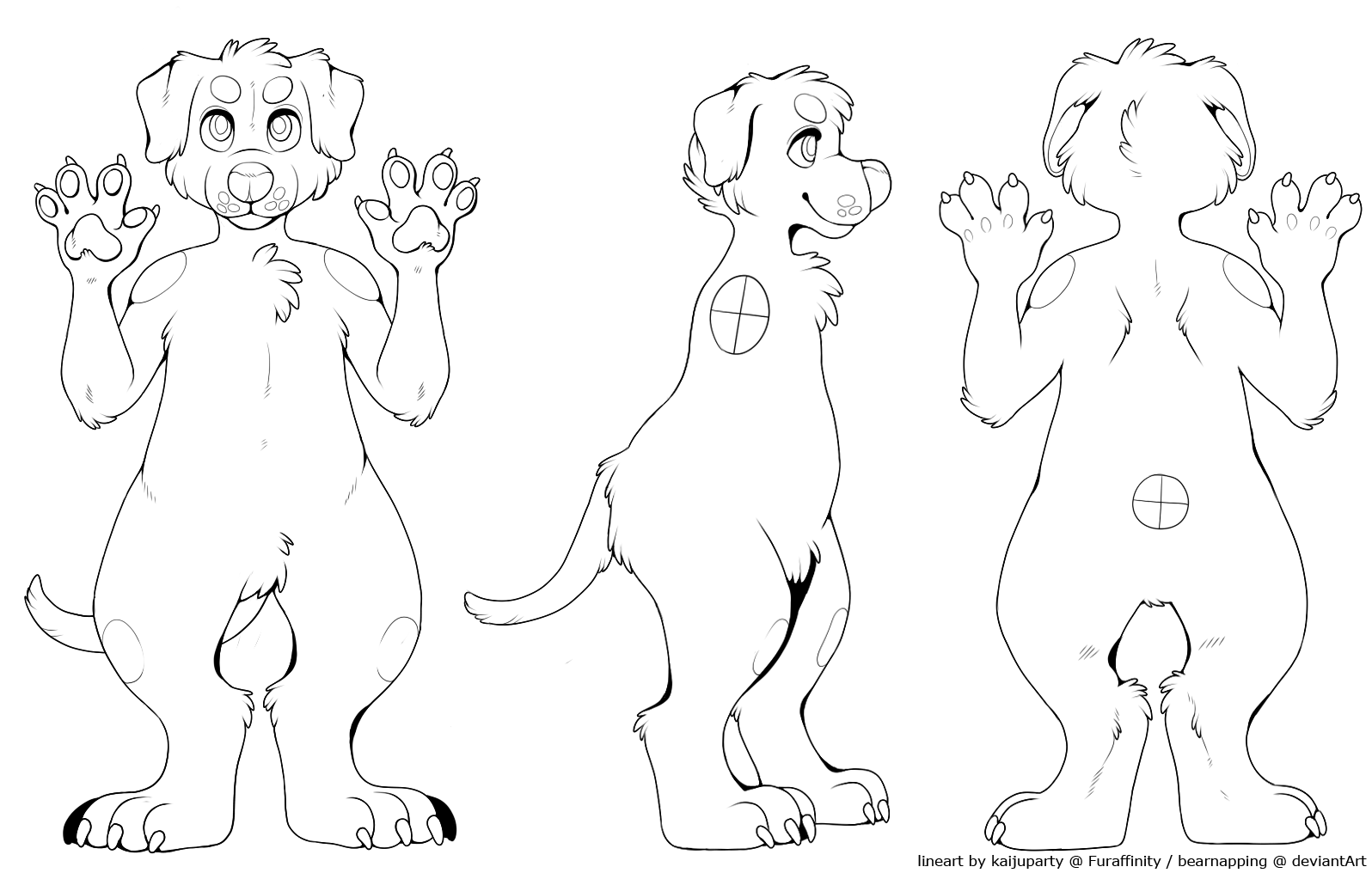 1596x1016 F2u} Anthro Canine Ref Lineart! [Links In Desc.] By Kaijuparty