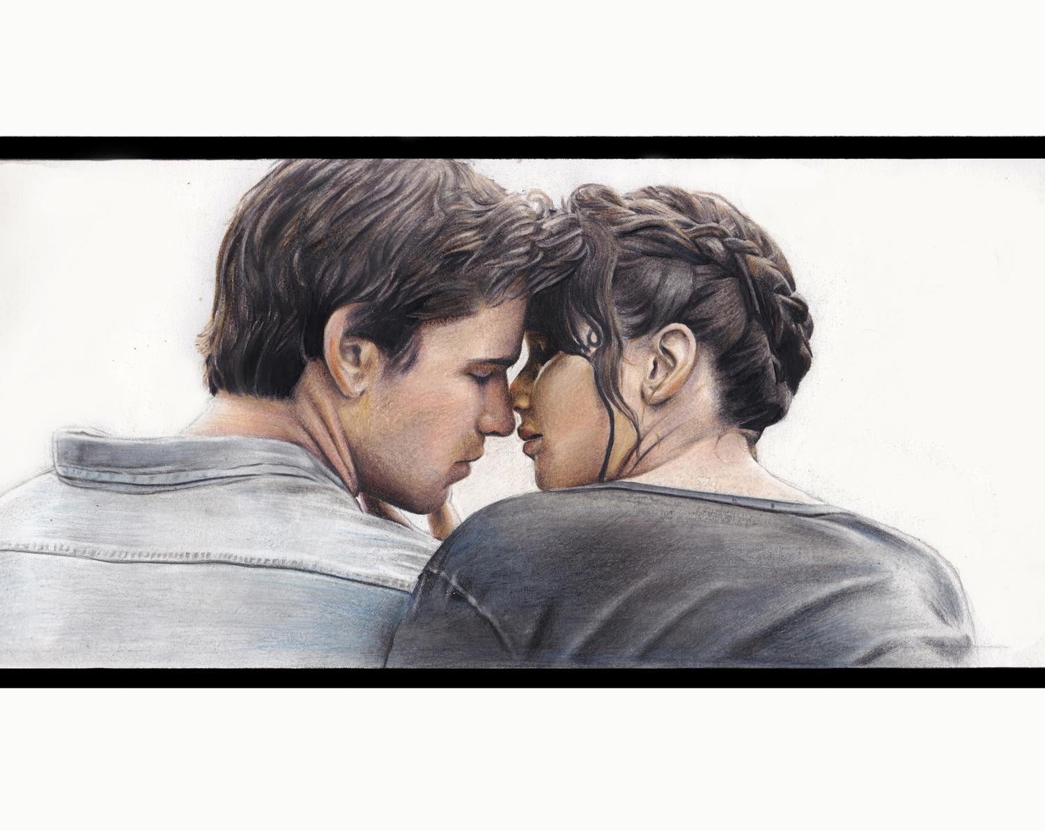 1500x1194 My Pencil Crayon Drawing Of Katniss And Gale Hungergames
