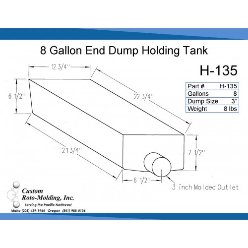 500x500 8 Gallon End Dump Rv Holding Tank