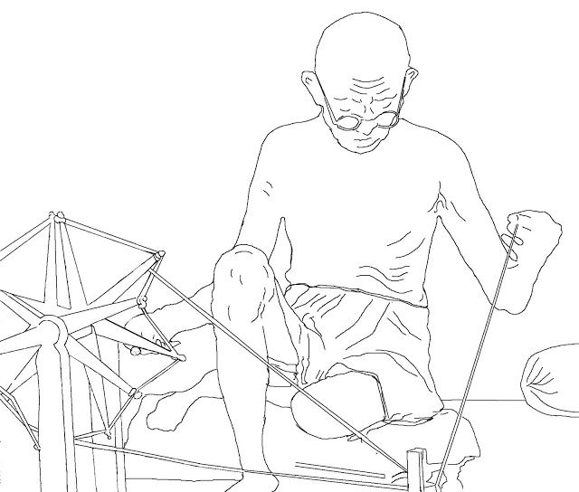 640x544 Drawing Of Gandhi