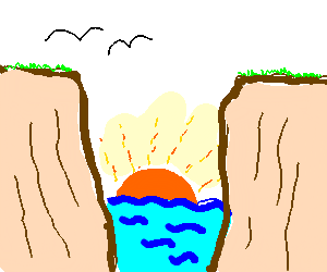 300x250 The Sun Rises Over A Gap Between Two Cliffs