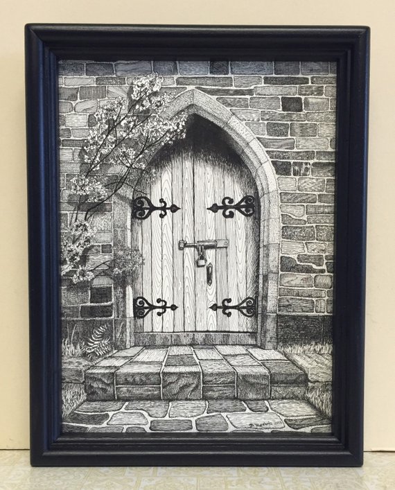 570x707 Pen And Ink Drawing Art Nostalgic Art Secret Garden Gateway