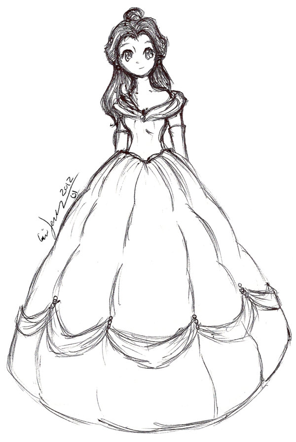 600x896 Belle Ink Sketch By Bunniichan