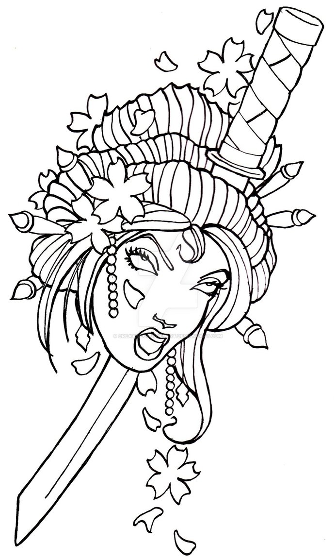 Geisha Face Drawing at GetDrawings | Free download